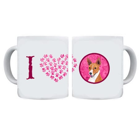 Basenji Pink Microwavable Ceramic Coffee Mug- 15 Oz.